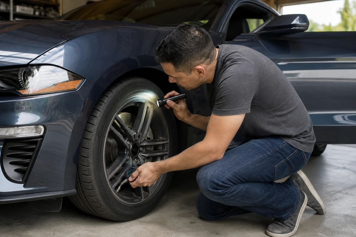 Read the Tire, Then the Car: A Mustang Sidewall Check Before a Long Drive